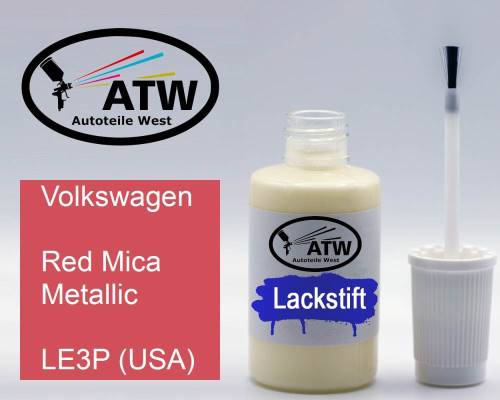 Volkswagen, Red Mica Metallic, LE3P (USA): 20ml Lackstift, von ATW Autoteile West.